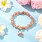 Natural Sunstone Chip Beaded Charm Bracelets, Stretch Bracelets for Women, with Shell Pearl & ABS Plastic Imitation Pearl Flower, Inner Diameter: 1-7/8~2 inch(4.8~5.2cm)