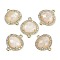Natural Moonstone Faceted Oval Links, Rack Plating Brass Micro Pave Clear Cubic Zirconia Connector Charms, Golden, 20.5x17.5x4.5mm, Hole: 1.6mm