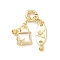 Brass Micro Pave Clear Cubic Zirconia Spring Ring Clasps, with Natural White Shell, Butterfly, Golden, 45mm