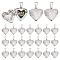 24Pcs Heart Brass Locket Pendants, with 201 Stainless Steel Snap on Bails, Platinum, 20~21.5mm