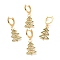 Brass Micro Pave Cubic Zirconia Huggie Hoop Earrings for Christmas, Lead Free & Cadmium Free & Nickel Low, Christmas Tree, Green, Golden, 37mm, Pin: 0.8mm
