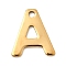 304 Stainless Steel Charms, Letter Charms, Ion Plating(IP), Real 18K Gold Plated, Letter A, 11x10x0.8mm, Hole: 1.2mm