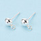 925 Sterling Silver Stud Earring Findings, Half Round, Silver, 7x4.5mm, Hole: 1.4~1.5mm and 0.7mm, Pin: 0.7mm