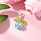 Flower Acrylic & Glass Pearl Pendant Decorations, with 304 Stainless Steel Lobster Claw Clasps, Deep Sky Blue, 35.5mm