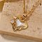 Fashionable Brass Clear Cubic Zirconia Hollow Heart Pendant Dapped Chain Necklaces, Golden, 15.75 inch(40cm)