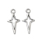 Alloy Pendants, Cross Charms, Platinum, 21.5x10.5x1.5mm, Hole: 1.8mm