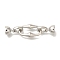 Brass Fold Over Clasps, Oval, Platinum, 41.5mm, oval: 19x11.5x4.5mm, clasp: 14.5x7.5x7mm, hole: 5.5mm