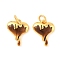 Brass Enamel Pendants, Heart Charms, Long-Lasting Plated, Lead Free & Cadmium Free, Real 24K Gold Plated, with Jump Ring, Coconut Brown, 11.5x9.5x3mm, Hole: 2mm