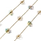Handmade 304 Stainless Steel Beaded Chains, Soldered, with Dyed Shell Beads & ABS Plastic Pearl & Spool, Ion Plating(IP), Real 18K Gold Plated, Colorful, 9.5~10x8~9x3~3.5mm
