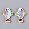 Printed Opaque Resin Beads, Fish, Colorful, 22.5~23x34x5mm, Hole: 1.4~1.5mm