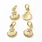 Brass Micro Pave Cubic Zirconia Pendants, for DIY Jewelry Making, with Jump Rings, Scallop, Clear, Golden, 10x7.5x2mm, Hole: 3mm