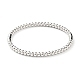 304 Stainless Steel Round Beaded Bangle for Women BJEW-B064-01P-1