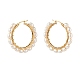 Natural Pearl Beads Brass Hoop Earrings EJEW-JE04565-02-1