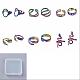 6Pcs 6 Style Leaf & Feather & Snake & Oval Cuff Rings RJEW-SZ0001-10-1