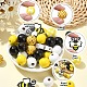 Наборы деревянных бусин с принтом в виде пчел&nbsp;WOOD-YW0001-21-3