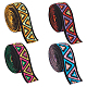 BENECREAT 8 Yards 4 Colors  Flat Ethnic Style Polyester Elastic Band OCOR-BC0006-38-1