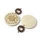 Plat rond & anneau bois de peuplier graver gros pendentifs WOOD-G019-05C-2