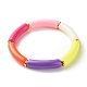 Яркие цвета массивные акриловые изогнутые бусины стрейч-браслет для девочек и женщин BJEW-JB07297-03-1
