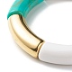 Curved Tube Beads Stretch Bracelet for Girl Women BJEW-JB06941-02-4