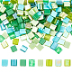 Nbeads 240pcs8スタイル2穴ガラスシードビーズ  長方形  薄緑  5x4.5~5.5x2~2.5mm  穴：0.5~0.8mm  30個/スタイル SEED-NB0001-23-1