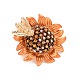 Sunflower and Bee Crystal Rhinestone Badge JEWB-E013-01RG-1