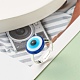 Anillo ajustable redondo plano con mal de ojo resina RJEW-JR00406-2