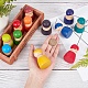 虹の木製ペグ人形  子供のための子供の知育玩具  色と形を認識するおもちゃ  ミックスカラー  65x39mm  12個/セット WOOD-WH0098-53-4