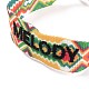 Bracelet tressé en polycoton (coton polyester) word melody avec breloque pompon BJEW-F429-04-2