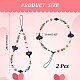 ARRICRAFT 2Pcs Colorful Beads Plastic Pearl Heart Beaded Chain Moblie Straps AJEW-AR0001-61-2