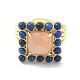 Bague ajustable rectangle pierre de soleil naturelle & lapis lazuli RJEW-B030-01A-06-3
