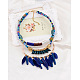 Alloy Acrylic Feather Tassel Three Tiered Necklaces NJEW-N0050-02A-2