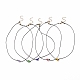5 Stück 5-farbige Bunte Malerei-Halskette mit rundem Perlenanhänger und gewachster Polyesterschnur für Frauen NJEW-JN04024-1