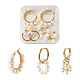 Kissitty 3 pares 3 estilos pendientes de aro con cuentas de perlas naturales para niñas mujeres EJEW-KS0001-02-1