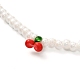 Set di collane con perline di semi di vetro rosso e bianco NJEW-JN03719-8