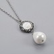 Collares con colgante de perlas de concha de lágrima NJEW-JN02286-3