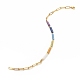 Ножной браслет из бисера из натурального смешанного драгоценного камня с латунными цепочками для скрепок для женщин AJEW-AN00494-6
