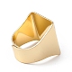 スクエアエナメル、ナザールボンジュウワイドバンド指輪  本物の 18K ゴールドメッキ真鍮調節可能なリング、女性、男性用  ブラック  18.5mm  内径：17mm RJEW-A014-02G-08-4
