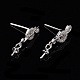 Rhodium Plated 925 Sterling Silver Micro Pave Cubic Zirconia Ear Stud Findings STER-P035-59P-4