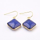 Brass Natural Lapis Lazuli Dangle Earring EJEW-E229-01D-2