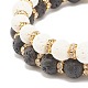 2 pz 2 colori braccialetti elastici in pietra lavica naturale con perline di strass BJEW-JB07723-7