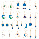 Anattasoul 12 Paar asymmetrische Emaille-Ohrringe im 12-Stil Mond & Planet & Stern & Raumfahrer EJEW-AN0002-12-1