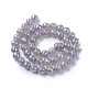 Fili di perline di agata grigia naturale galvanica G-F627-01-C01-2