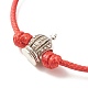 2Pcs 2 Colors Alloy Crown Beaded Cord Bracelet BJEW-JB08113-03-6