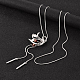 Swan Long Adjustable Alloy Rhinestone Lariat Necklaces NJEW-F193-N02-P-1