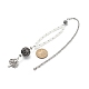 Pierre de lune blanche naturelle et strass en alliage décorations de pendentif en perles rondes HJEW-JM00806-2