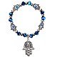 Bunte Malerei Böse Augen & Glass Beads Stretch-Armband mit Hamsa-Handanhänger aus Legierung für Frauen RELI-PW0001-036C-1