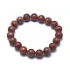 Bracelets extensibles en jaspe sésame naturel / perle de jaspe kiwi X-BJEW-K212-B-037-2