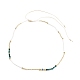 Semi di miyuki regolabili e collane di perline di turchese africano naturale e ottone malocchio NJEW-O127-03-1
