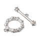Brass Pave Clear Cubic Zirconia Toggle Clasps KK-P234-87P-3