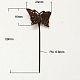 鉄のかんざしヘアスティックパーツ  真鍮の蝶トレイ付き  ニッケルフリー  赤銅鉱  58mm IFIN-I010-R-NF-3